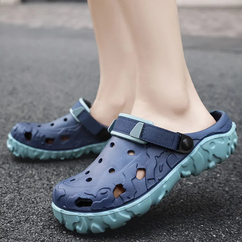 Sandals for Men Black Red Breathable Home Slippers Outdoor Fashion