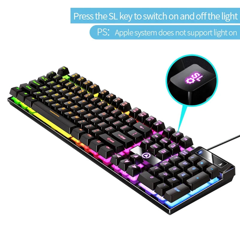 YINDIAO™ Wired Backlit Keyboard & Mouse Combo – Mechanical Feel, USB Ergonomic Gaming & Office Set | FlipStylez LLC®