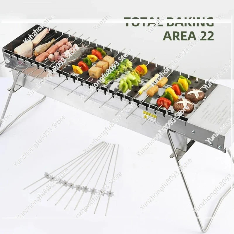 Camping Grill Rack Automatic Flipping Barbecue Machine, Folding