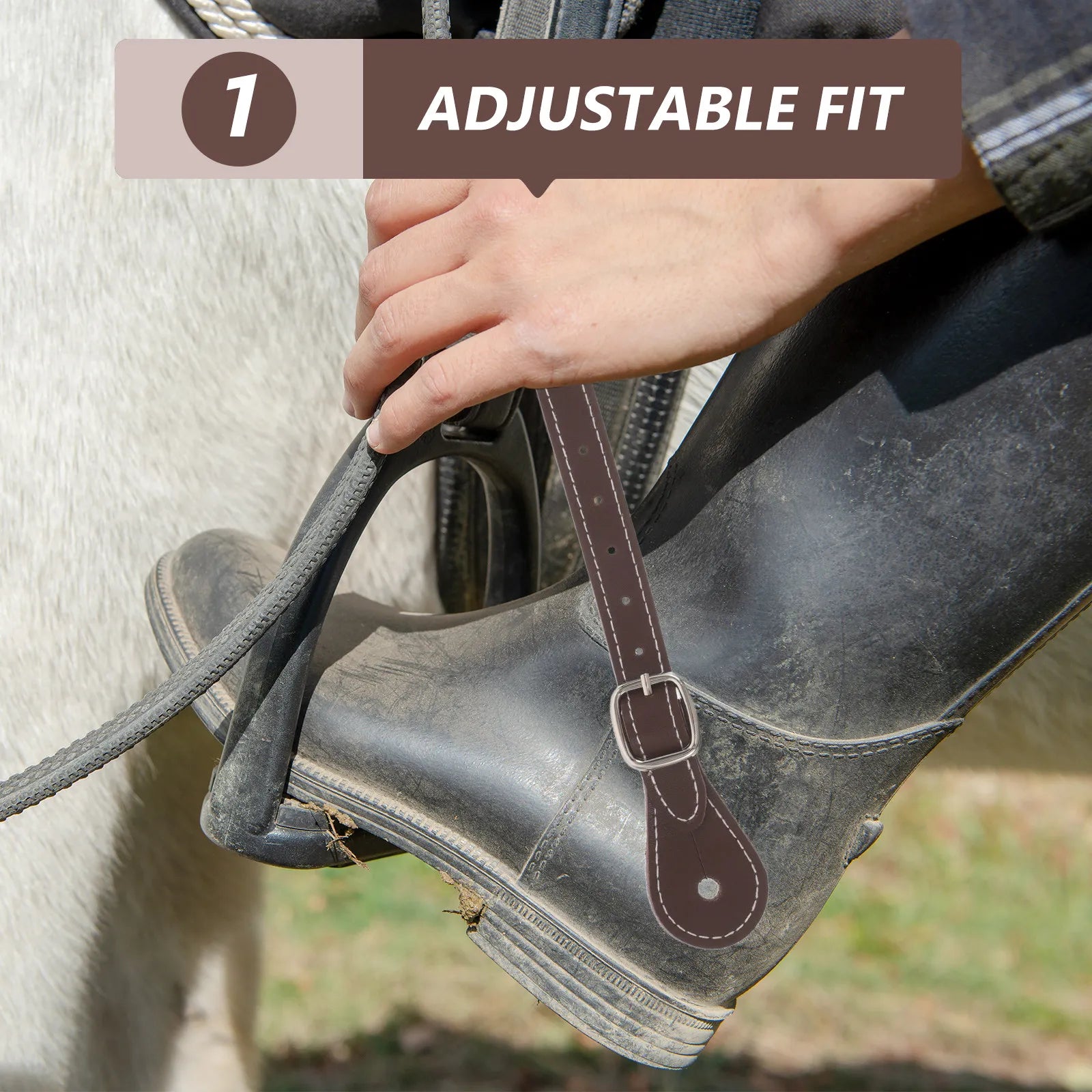 2Pcs Brown Spur Straps Adjustable Unisex Riding Boot Straps Horse Accessories English Riding Gear