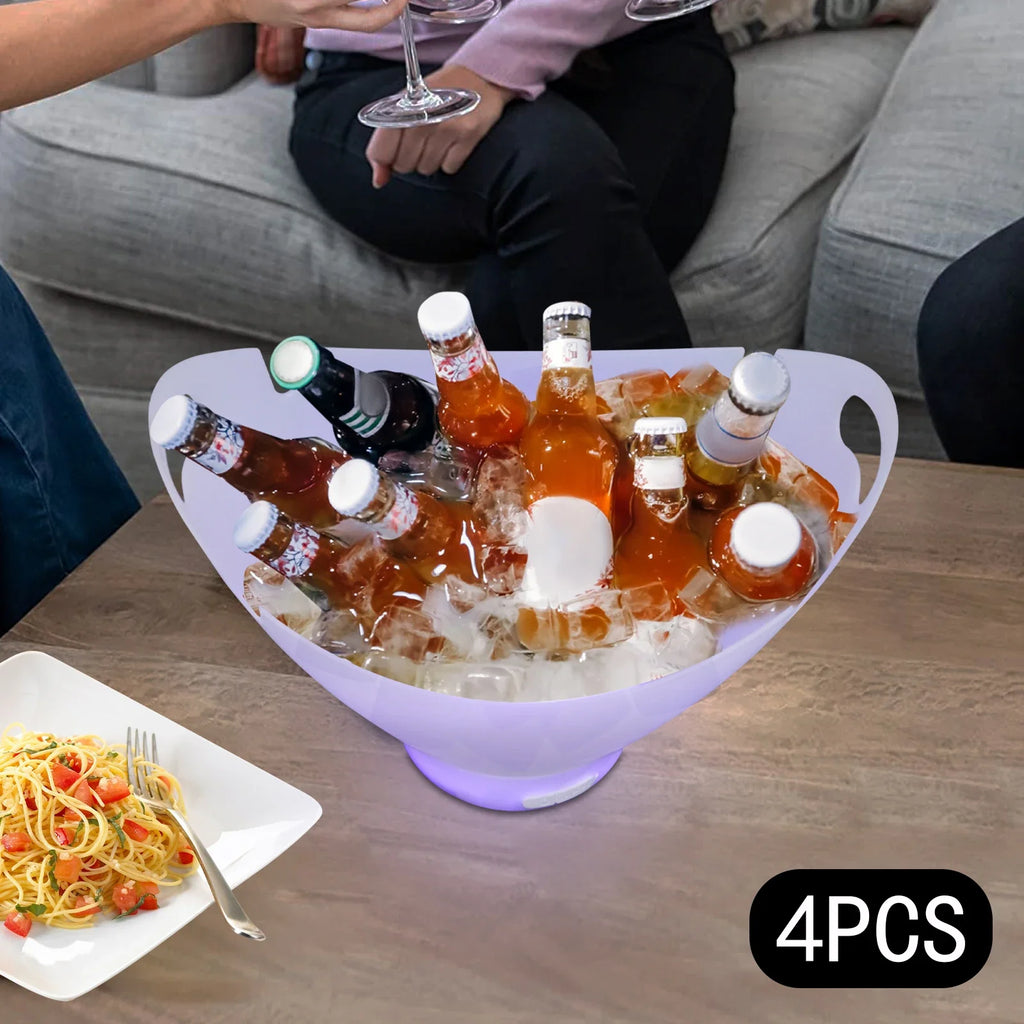 Bluetooth LED Ice Bucket 1.85Gal 7‑Color Light Rechargeable Speaker Wine Cooler Large Capacity with Hidden Handles Non‑Slip Base for Party Home Bar Gift BBQ