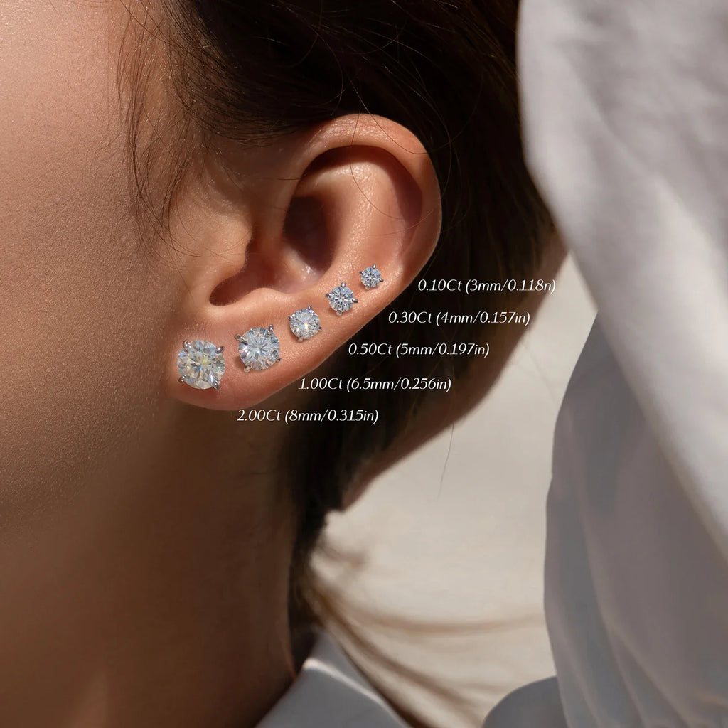 MODIAN 5 Sizes D Color Moissanite Earrings 925 Sterling Silver Sparkling Luxury Stud Earrings For Women Wedding Fine Jewelry