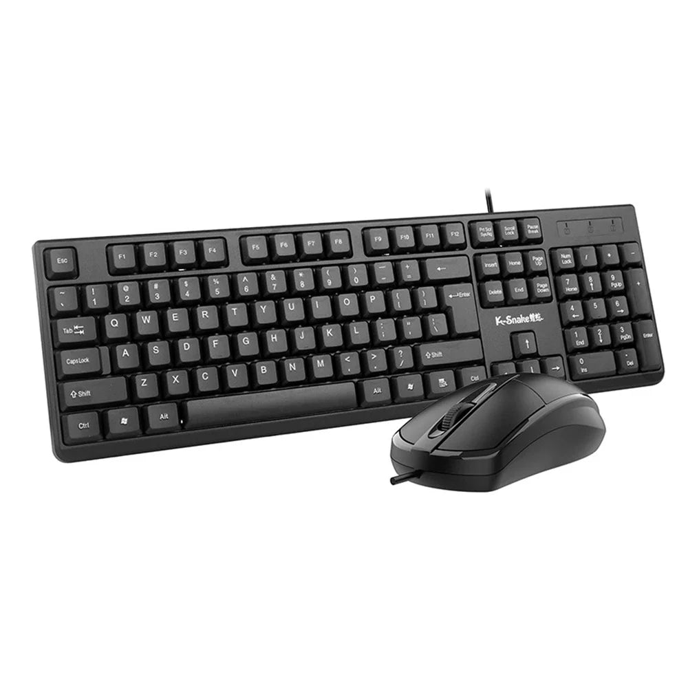 WYMECT™ Wired USB Keyboard & Mouse Set – Ergonomic, 1600 DPI, Waterproof, 1.3m Cable, Business, Office & Gaming, Computer & Laptop Ready | FlipStylez LLC®