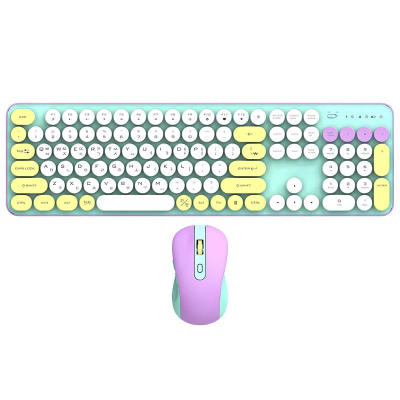 AEVYVKV™ Cute Retro Pink Wireless Keyboard & Mouse Set – Silent, 114 Keys, 2.4GHz, Waterproof, Aesthetic Desk | FlipStylez LLC®
