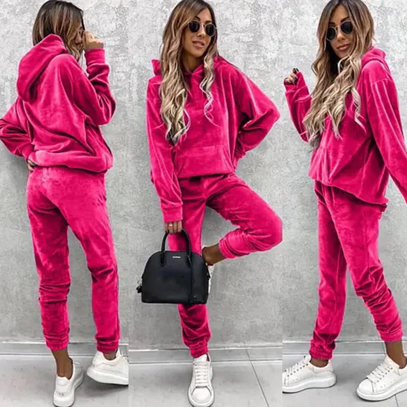 Autumn Winter Tracksuit Women Two Piece Set Oversized Hoodie