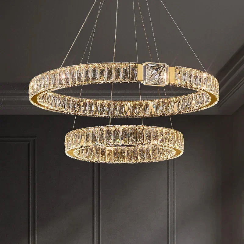 Luxury LED Crystal Ceiling Chandeliers Modern Gold/Chrome Metal Pendant Lights Home Restaurant Hotel Decor Lighting Fixtures