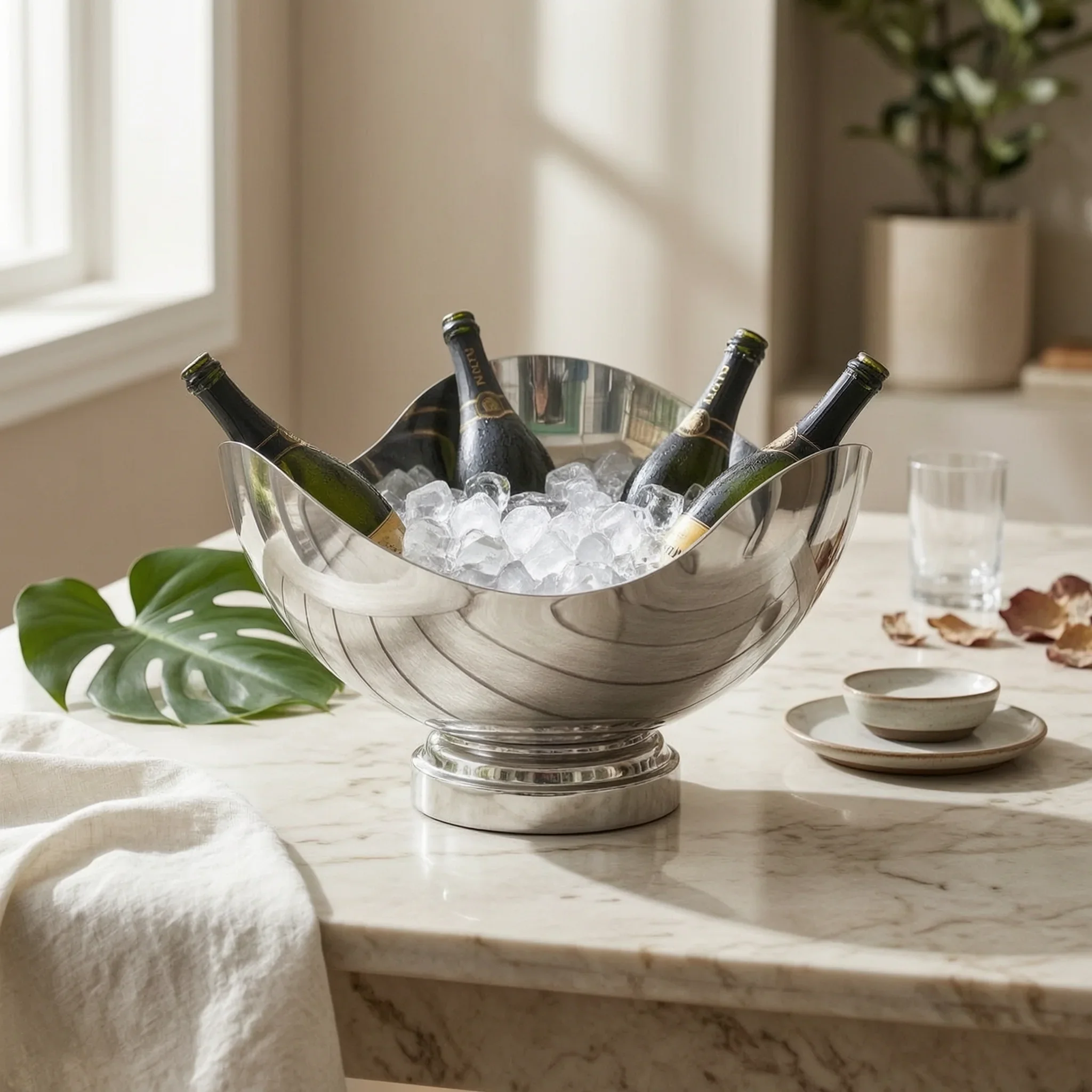 Champagne Bowl Irregular Wine Chiller Bowl Wine Cooler Container Large-Capacity Champagne Container Stylish for Hosts, Parties
