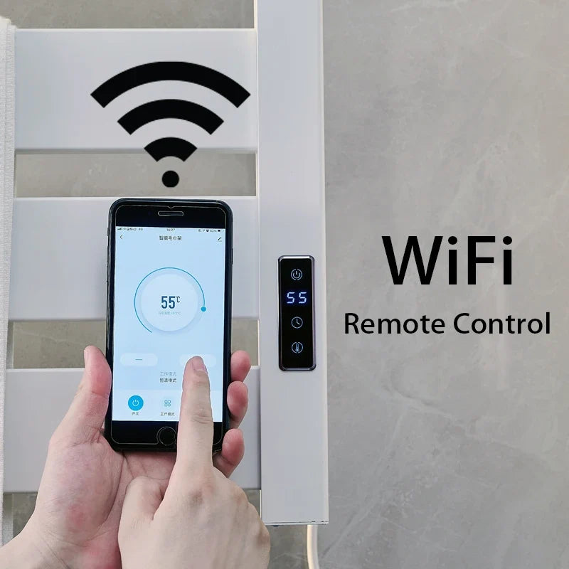 Bathroom Smart WiFi Electric Towel Dryer White Bath Towel Heated Dish Drying Rack Wall Kitchen Heater Towel Warmer Dryer Holder