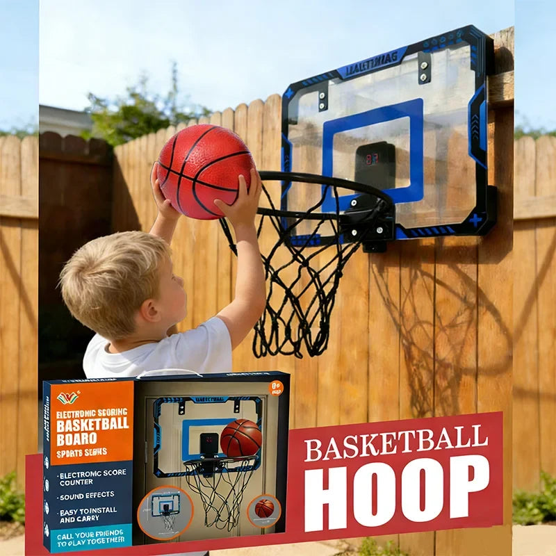 Basketball Hoop Wall Mounted, Over Door Indoor Outdoor Hoop Set with