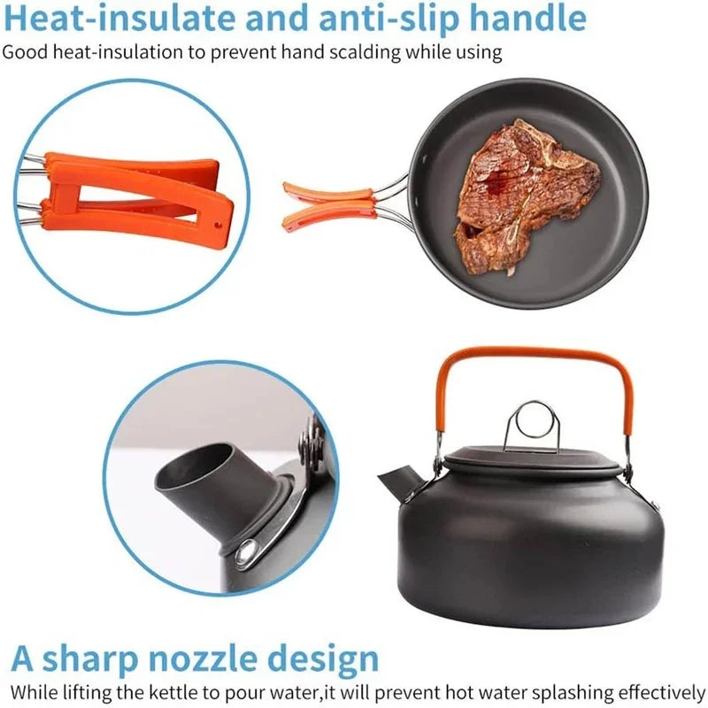 2-3 Person Non-Stick Camping Cookware Set, Portable Outdoor Picnic