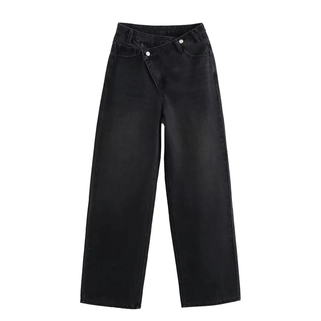 HH 2025 Summer Women's Fashionable Straight Jeans High Waist Vintage Zipper Women's Casual Jeans Commuting Streetwear Y2K
