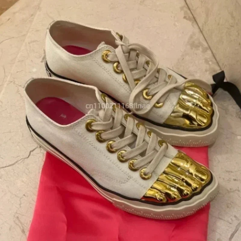 New Men's and Women's Gold Toed Board Shoes, Adult Lace Up Flat Cloth