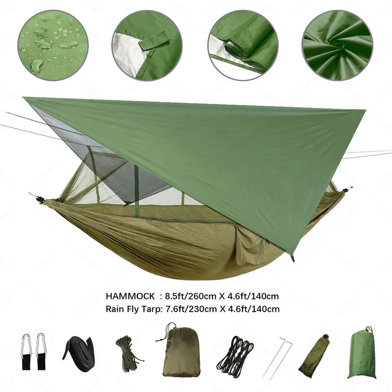 Anti Outdoor Camping Hammock with Mosquito Net and Rain Tent Equipment