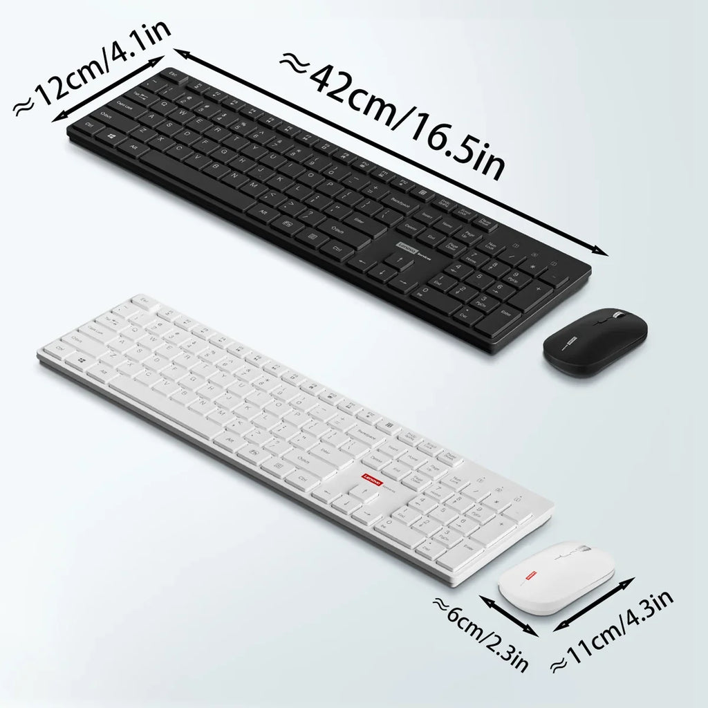 Lenovo KM220™ Wireless Keyboard & Mouse Combo – 2.4GHz USB, 104 Keys, Silent Quiet, Ergonomic, Home & Office, Black & White | FlipStylez LLC®