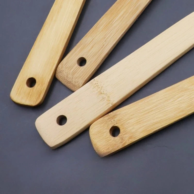 3pcs/set Bamboo Non Stick Frying Pan Spatula Rice Spoon Spatula High Temperature Resistant Cooking Tool Home Supplies