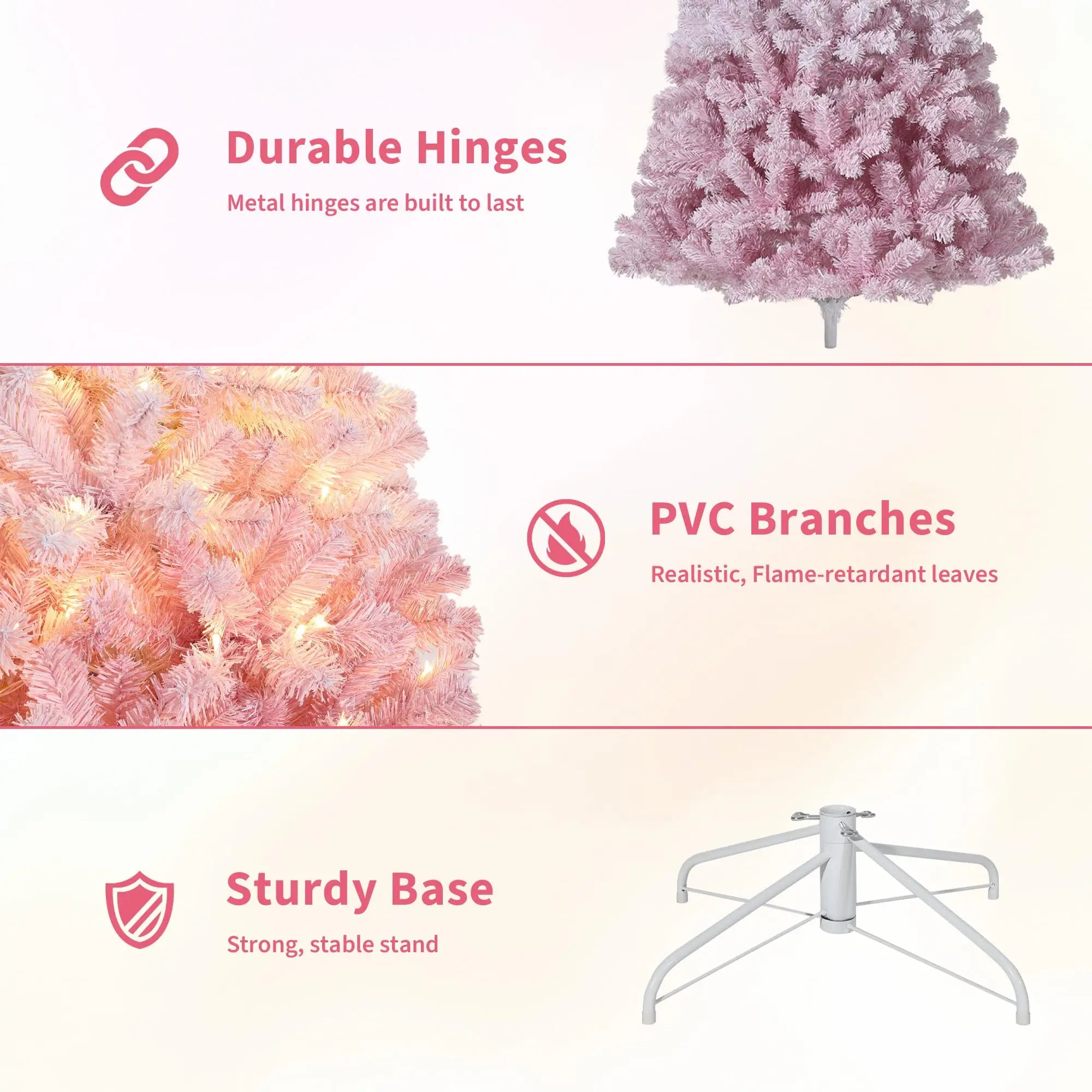 4.5 ft Prelit Artificial Christmas Tree with 100 RGB & Warm White Lights, Pre-Lit Snow Flocked Christmas Tree, Foldable Base for Home Office Party Holiday Decor