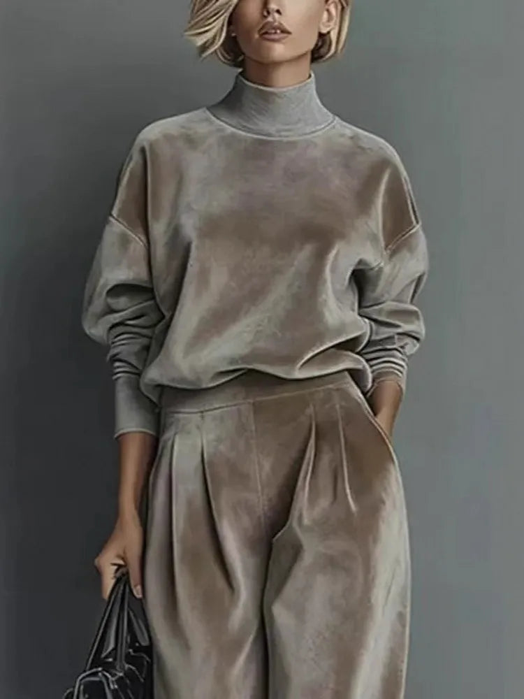 2 Pieces Women's Sets Spring Autumn Pullover Suit Long Sleeve Tops and