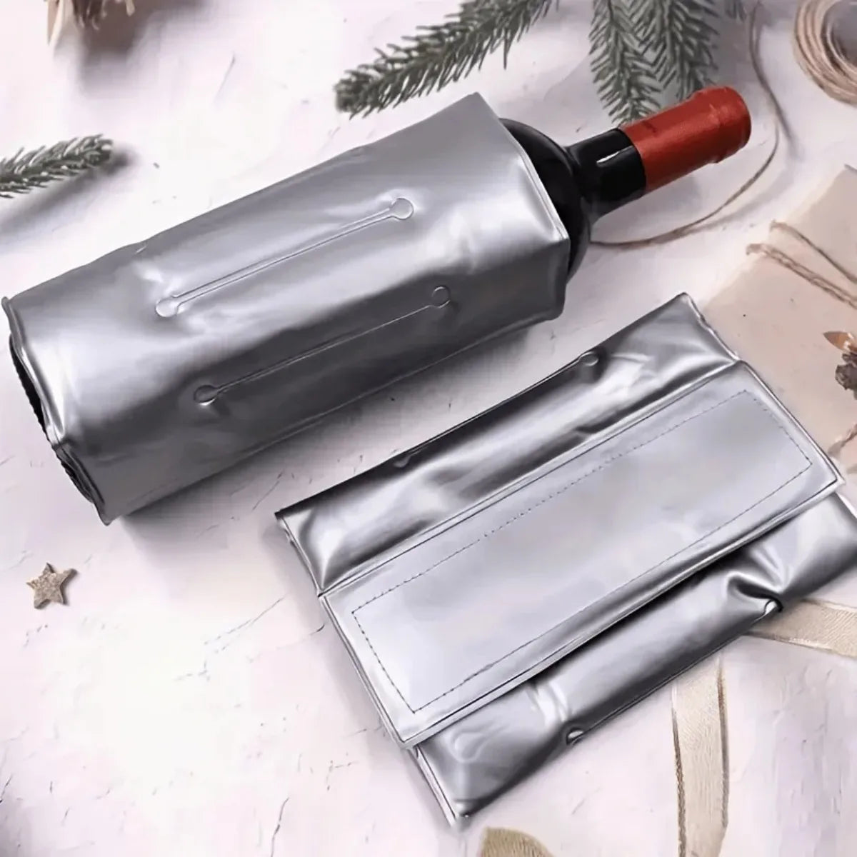 D5 Grey Insulated Wine Cooler Bag BBQ Reusable Quick Cooling PVC Tote Fits Most Bottles Keeps Wine Fresh for Picnic Party Travel