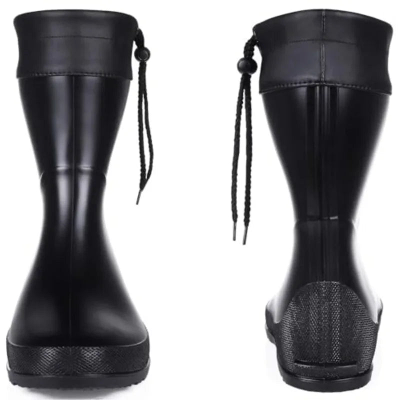 Crestar Women's Mid Calf Rain Boots Outdoor Ultra Lightweight Portable Waterproof Garden Shoes Fashion Non-slip Gardening Boots
