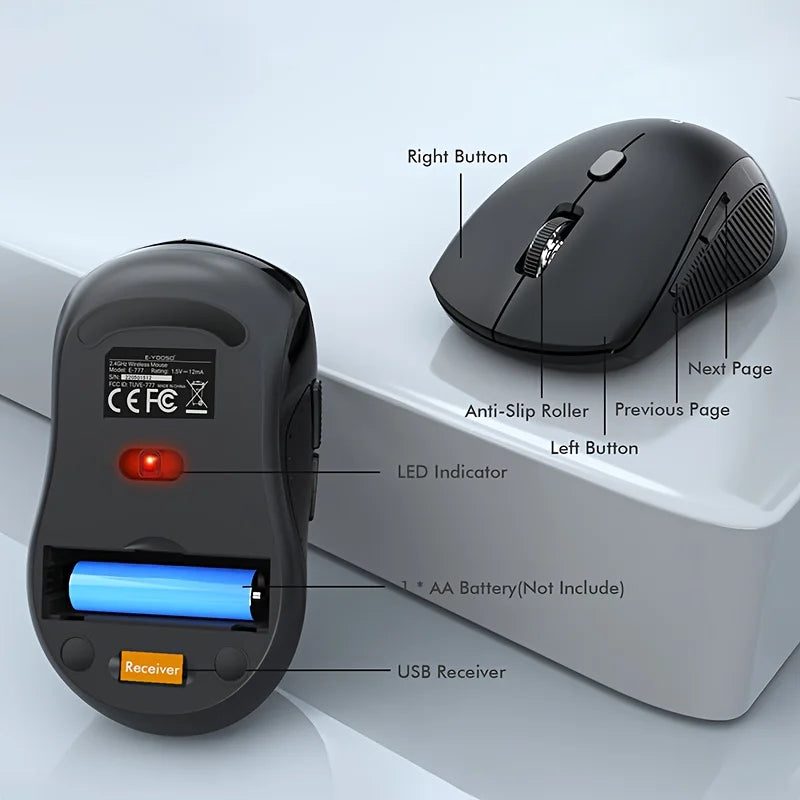 E-YOOSO™ 2.4GHz Wireless Ergonomic Keyboard & Mouse Set – Wrist Rest, Optical Mouse, Home Office Combo | FlipStylez LLC®