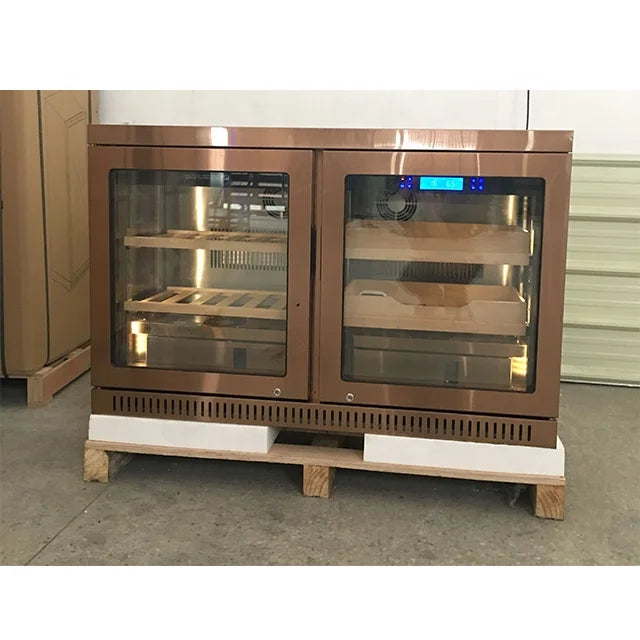 Compressor Small Side By Side Wine Cigar Cooler Refrigerator Humidor Cabinet for Home Office Bar Club Private Collection