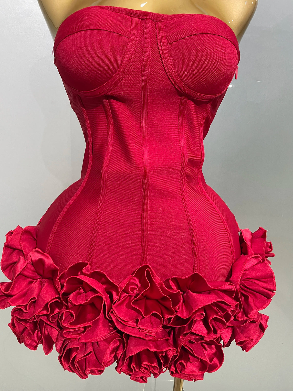 Sexy Evening Bandage Dress Strapless Bodycon Flowers Mini Celebrity