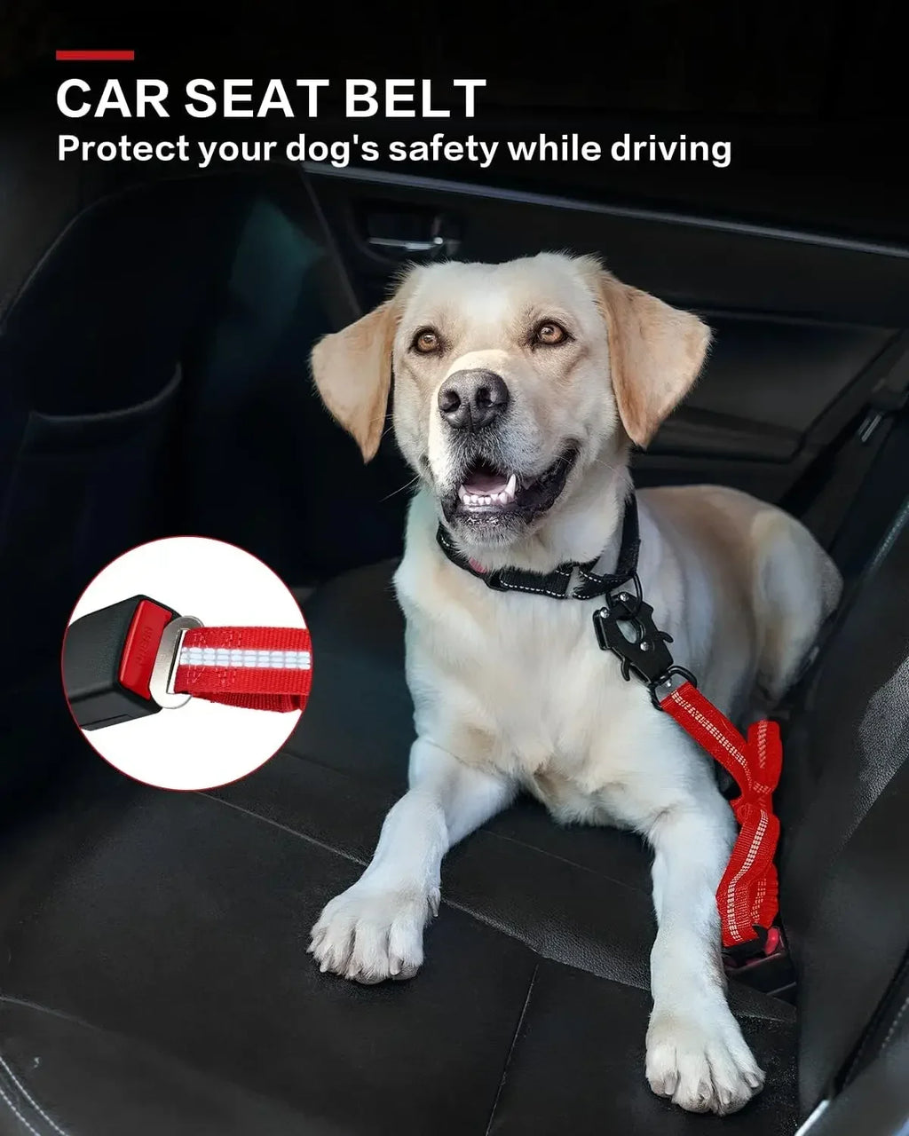 Tactical Dog Leash Heavy Duty, 4-6FT Shock Absorbing Bungee Lead with 2 Padded Handle, Metal Carabiner Clip, Car Seatbelt