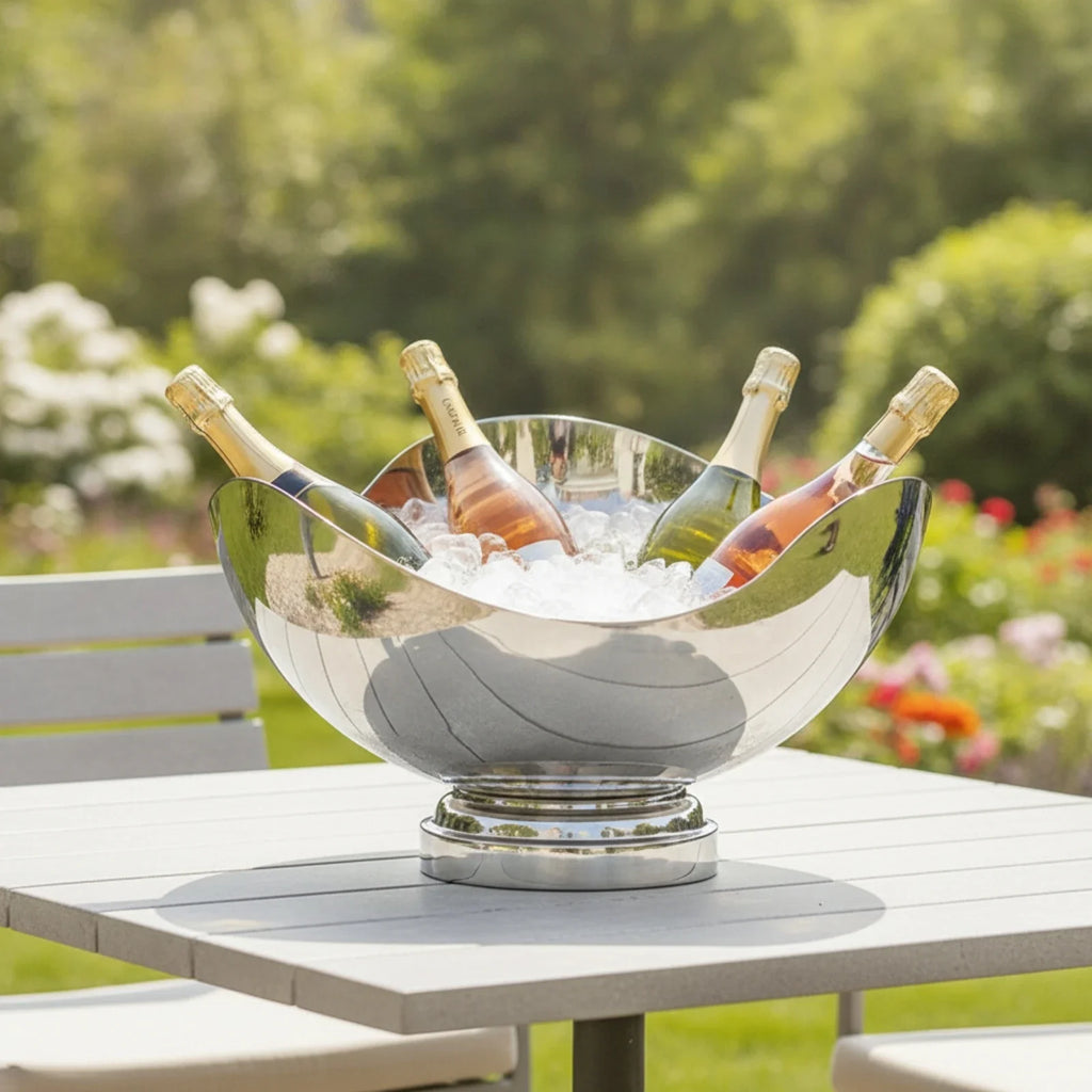 Champagne Bowl Irregular Wine Chiller Bowl Wine Cooler Container Decorative Metal Basket Stylish for Hosts, Parties