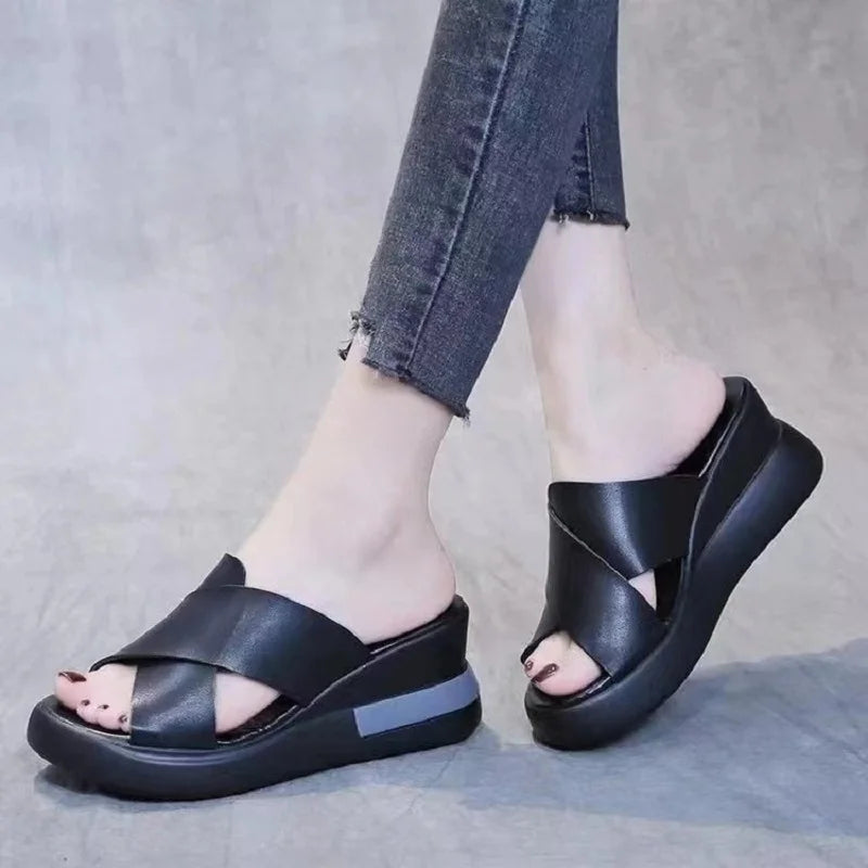 2026 Summer Wedge Platform Sandals Fashion Retro Romen Beach Shoes Ladies Casual Peep Toe Soft Comfortable Sandalias De Mujer