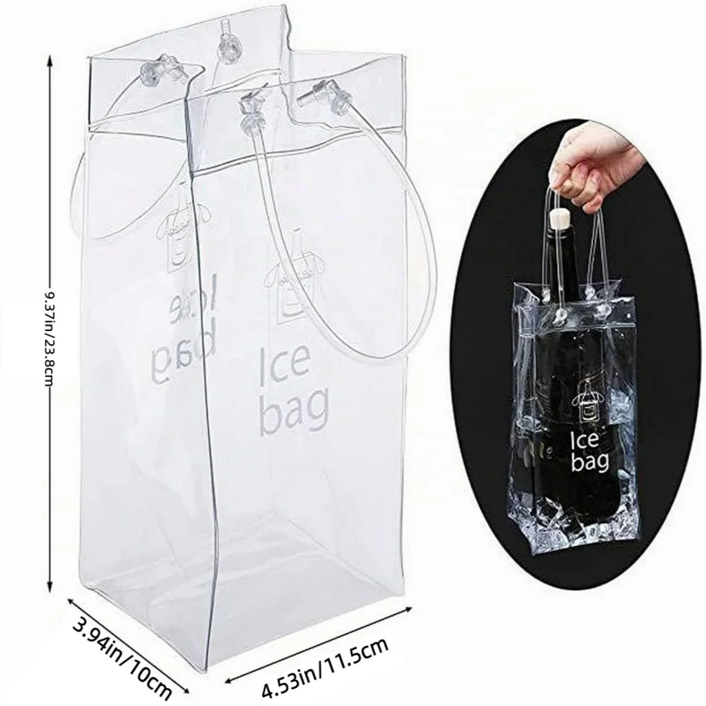 3/6 PCS Collapsible Clear Pouch Ice Wine Bag Portable Wine Cooler Bag Chiller Sleeves for Champagne Cold Beer Chilled Beverages
