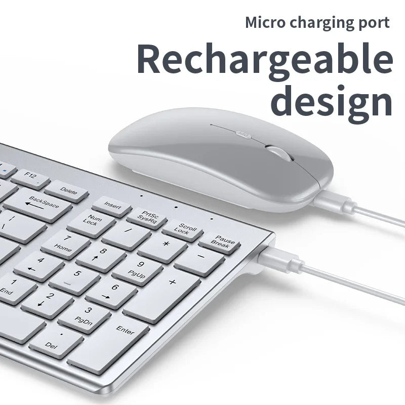 Luxuglow™ Bluetooth 5.0 & 2.4G Wireless Keyboard & Mouse Combo – 109 Keys, Tri-Mode, Scissor-Switch, 200H Battery, 30-Day Charge, Multi-Device, Silver, Black & Sets | FlipStylez LLC®