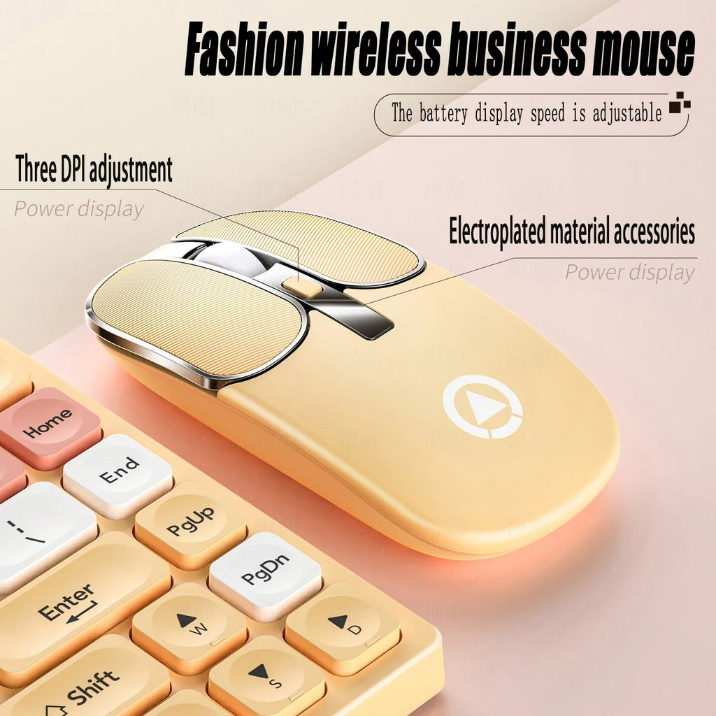 FALAIXILUO™ KM-02 Wireless Keyboard & Mouse Set – Bluetooth & 2.4G Dual-Mode, Type-C Rechargeable, 1600 DPI, Ergonomic, Waterproof, Carbon, Bean Paste & Chalk | FlipStylez LLC®