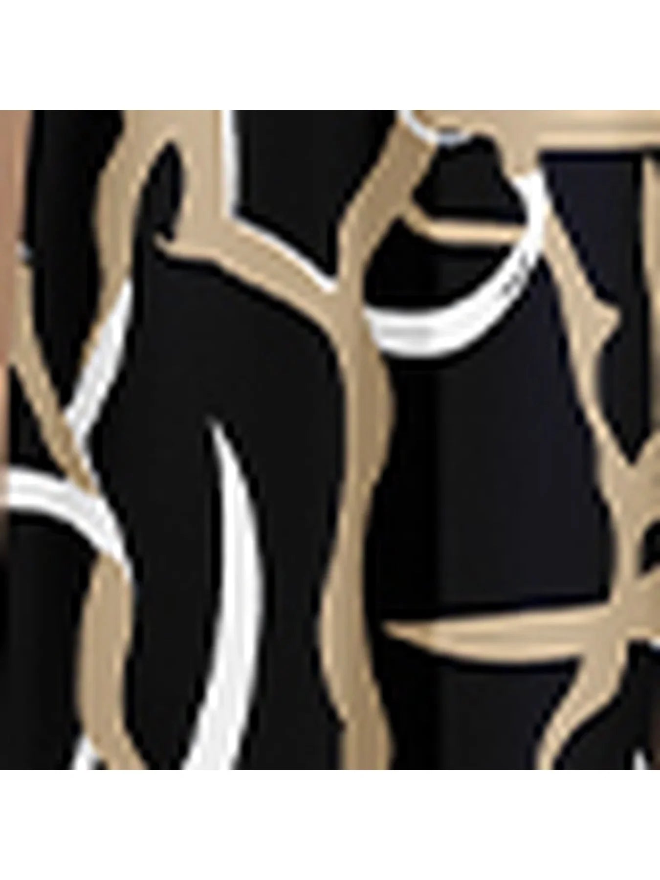 Casual and Elegant Women's Plus Size Premium Black Gold Abstract Print