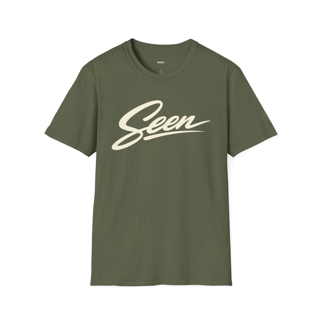 Seen Script T-Shirt | Retro Handwritten Logo Tee