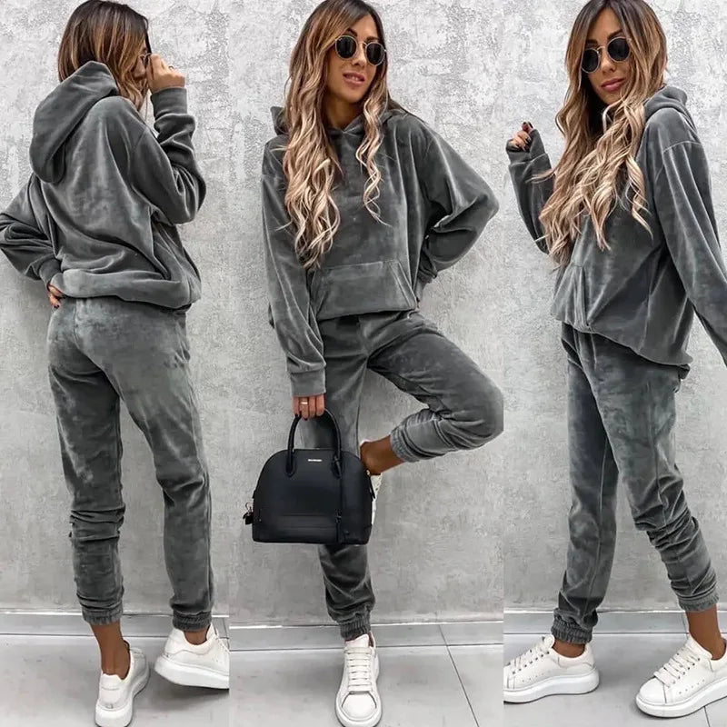 Autumn Winter Tracksuit Women Two Piece Set Oversized Hoodie