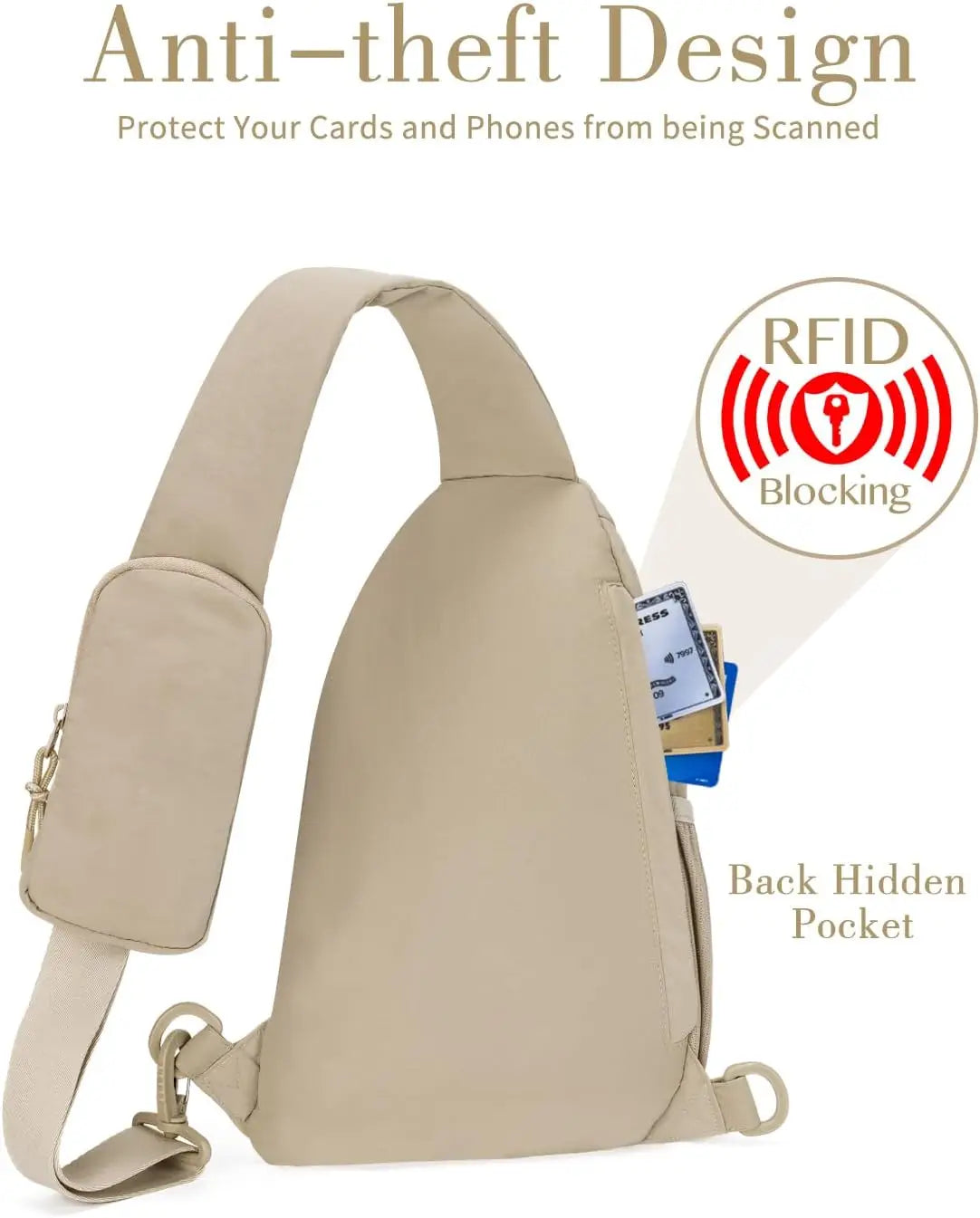 Sling Bag Nylon Crossbody Bags For Women with Anti-theft RFID Blocking Pocket Cross Body Purse Adjustable Shoulder Strap