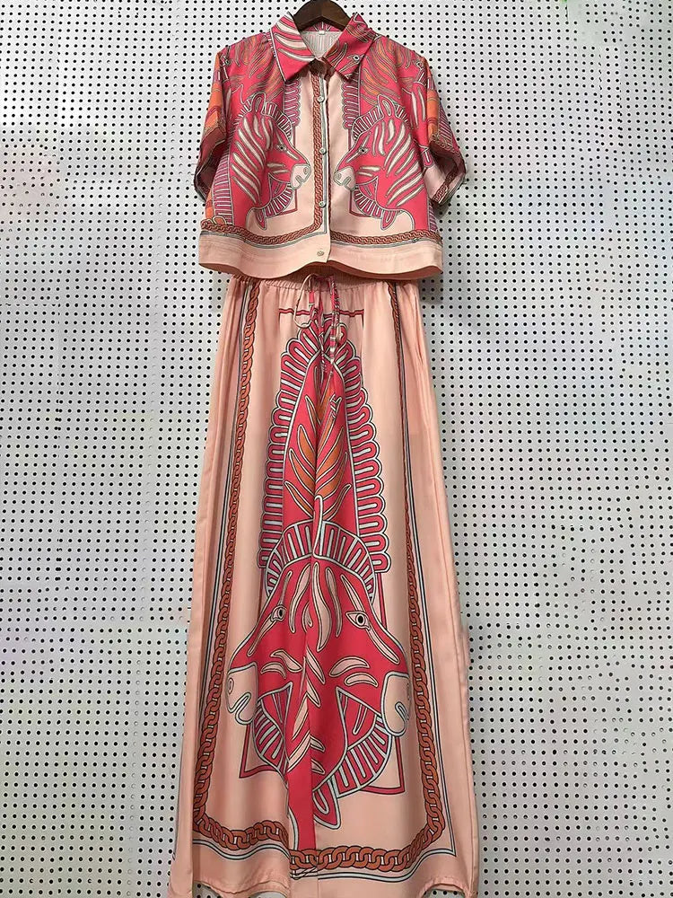 Summer New Fashion Women's Print Suit Lapel Short Sleeve Short Waist