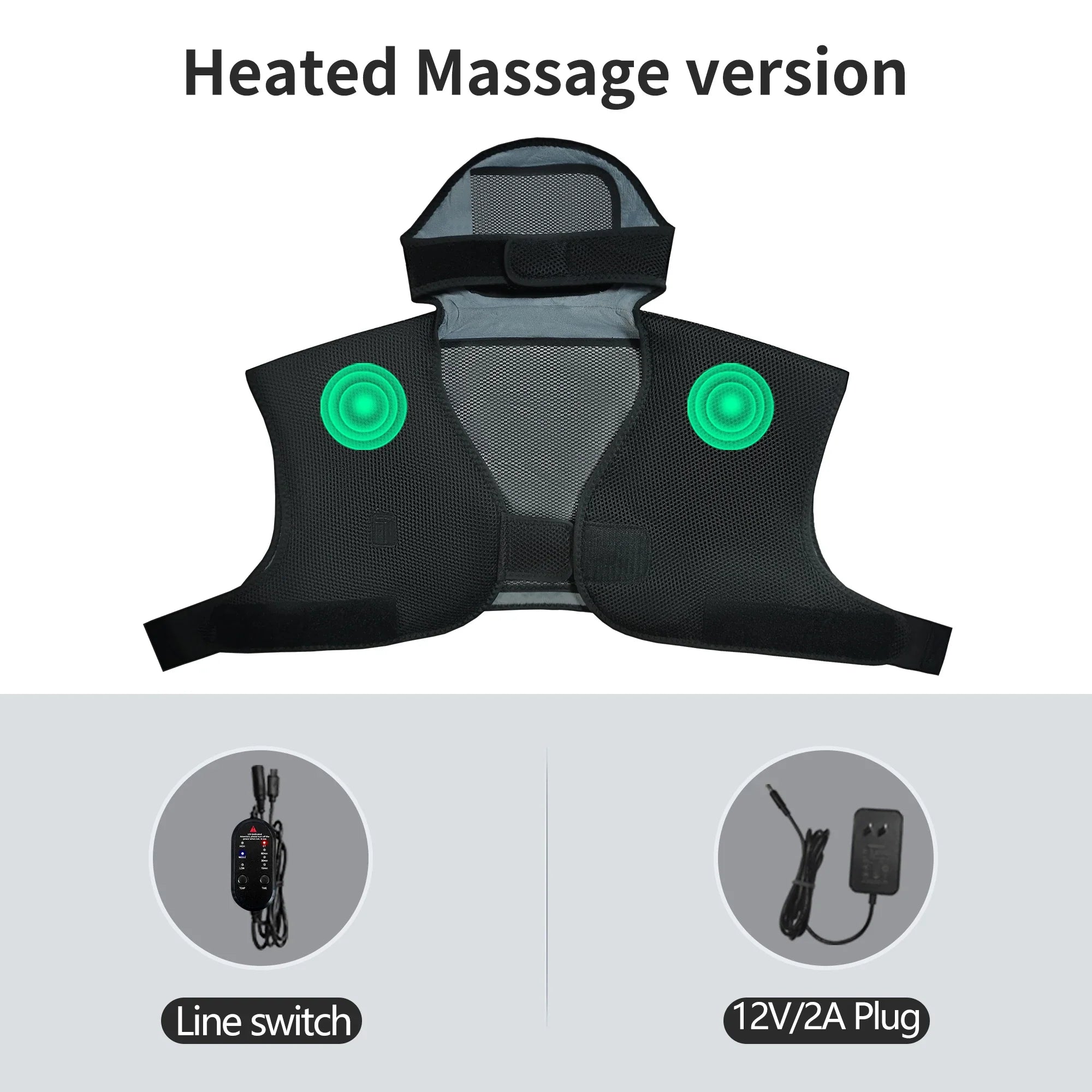 Heated Shawl Vest with Vibration Massager Adjustable Fit for Muscle Pain Relief Shoulder Neck Joint Warmth Recovery