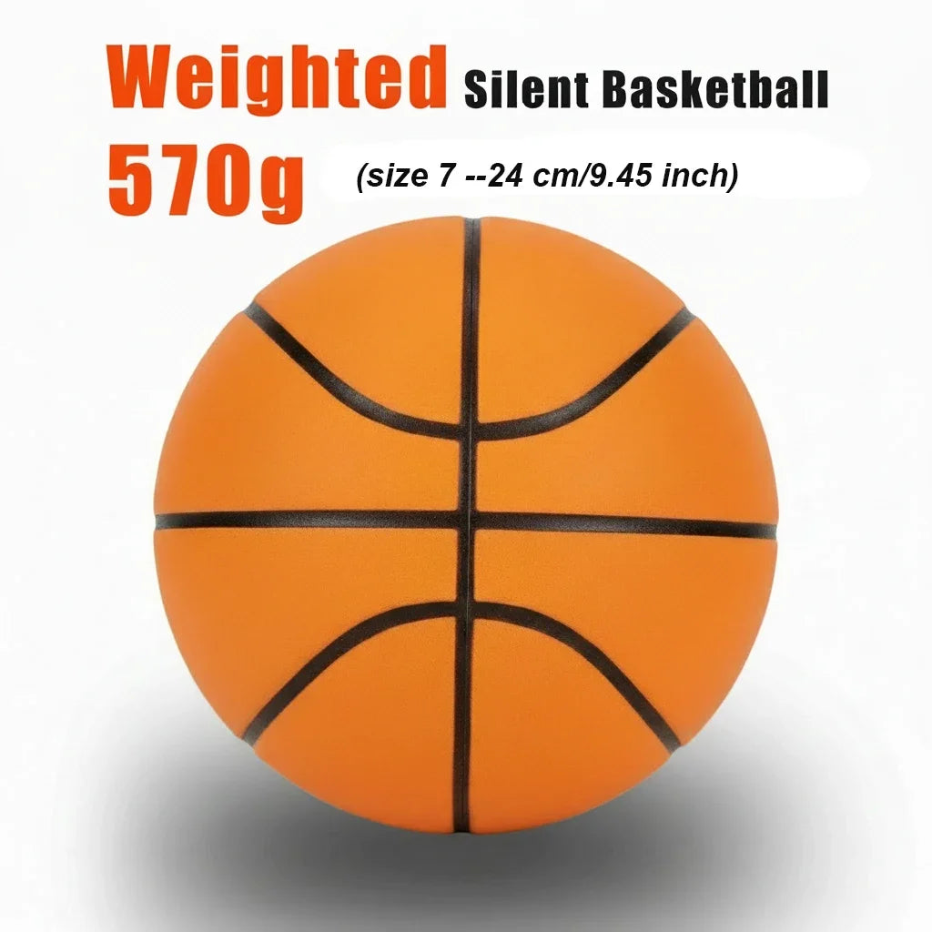 Weighted Silent Basketball 570g Size 7 and 450g Size 5 Standard Noiseless Basketball PU Foam Airless Indoor Training Quietly