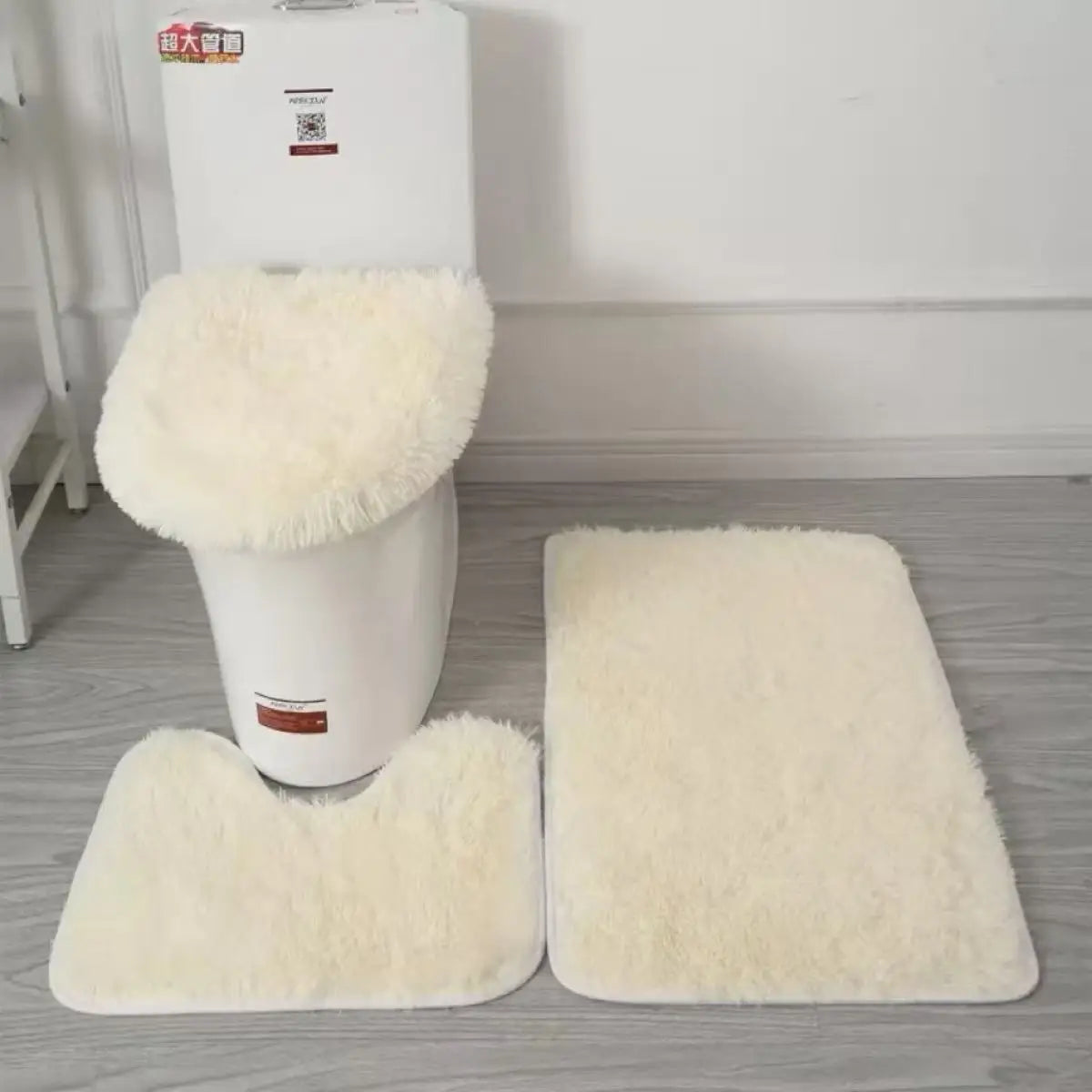 3 Pieces Bathroom Rug Set Bath Mat Toilet Lid Cover U Shape Rug Soft