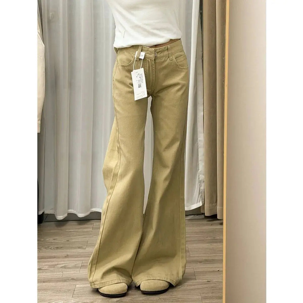 Ladies Flare Trousers Leisure Slimming Vintage Inspired Autumn High Waist Bell Women's Pants Flared Jeans Y2K