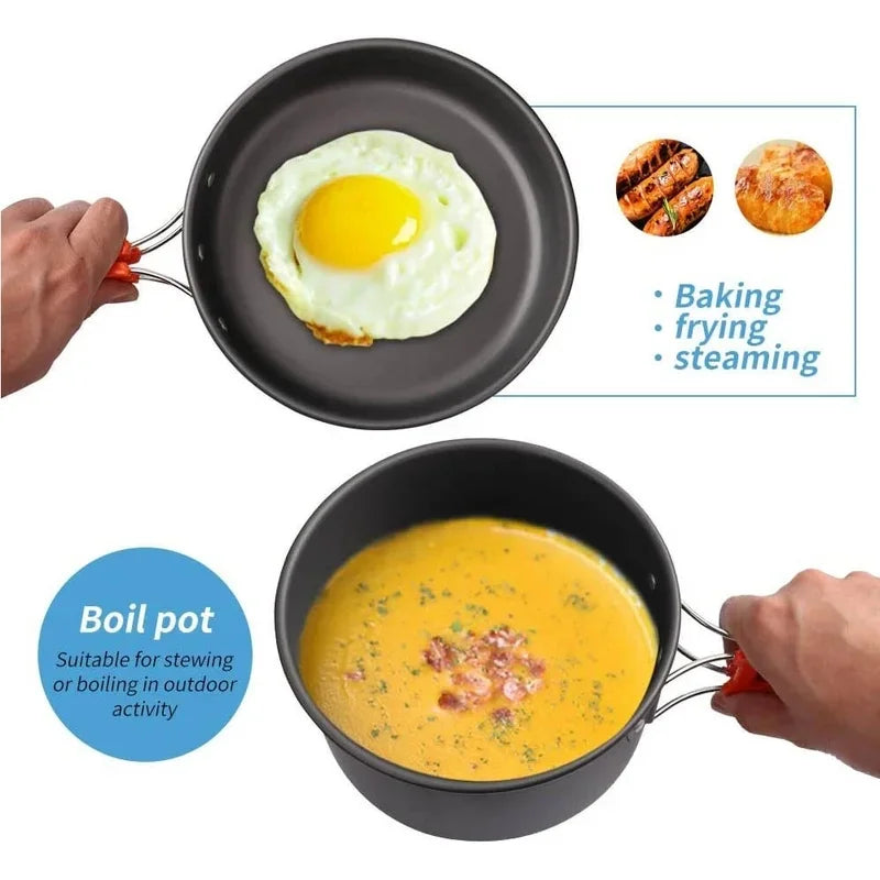 2-3 Person Non-Stick Camping Cookware Set, Portable Outdoor Picnic