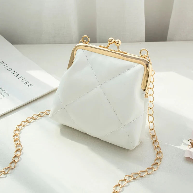 Fashion Single Shoulder Bag Diamond Lattice Embroidery Messenger Bag For Women Female Keys Coin Purse PU Mini Handbag