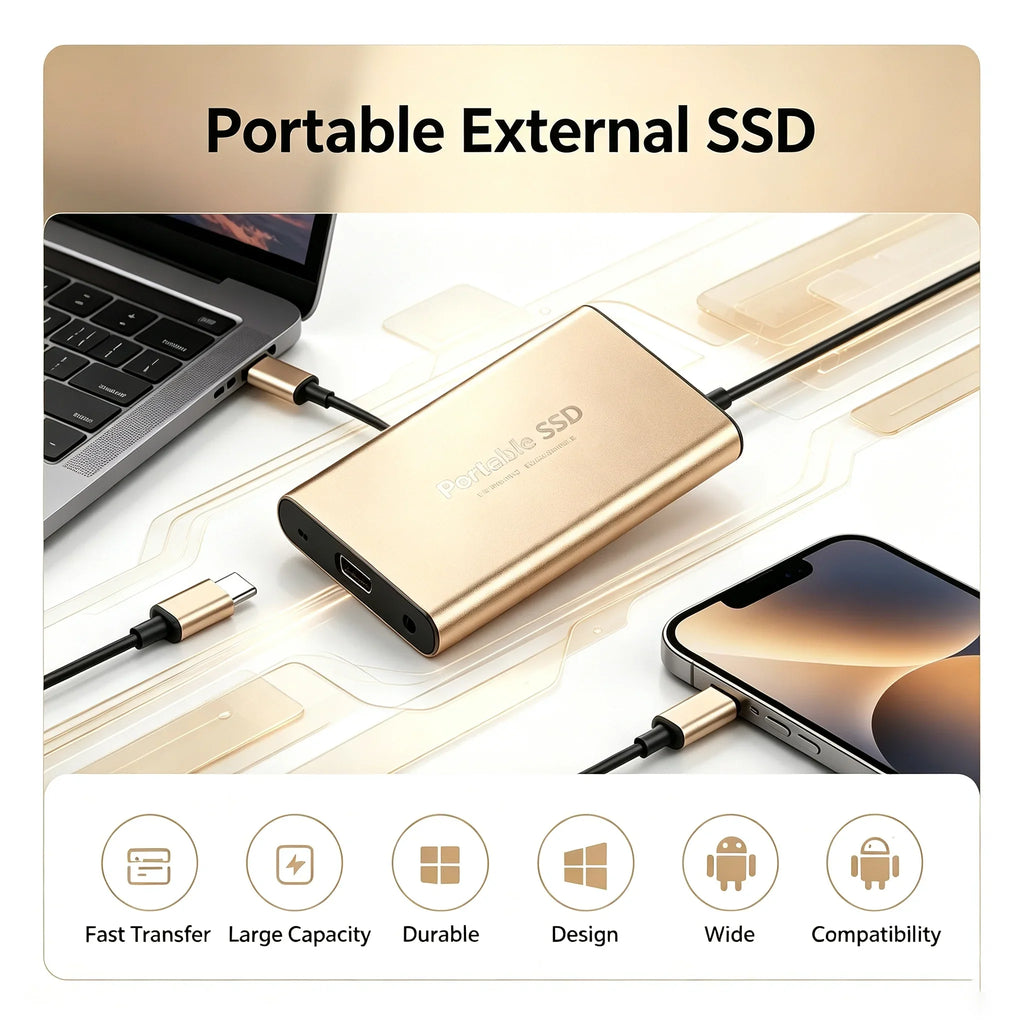 16TB High‑speed Portable External SSD USB 3.1 Type‑c External Hard