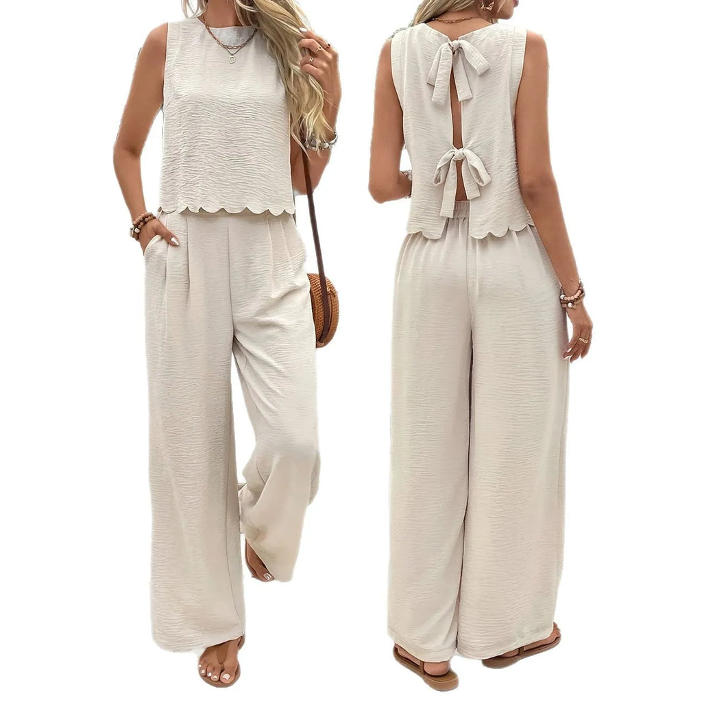 Summer New Women's Fashion Sleeveless Tank Top Casual Pants Set