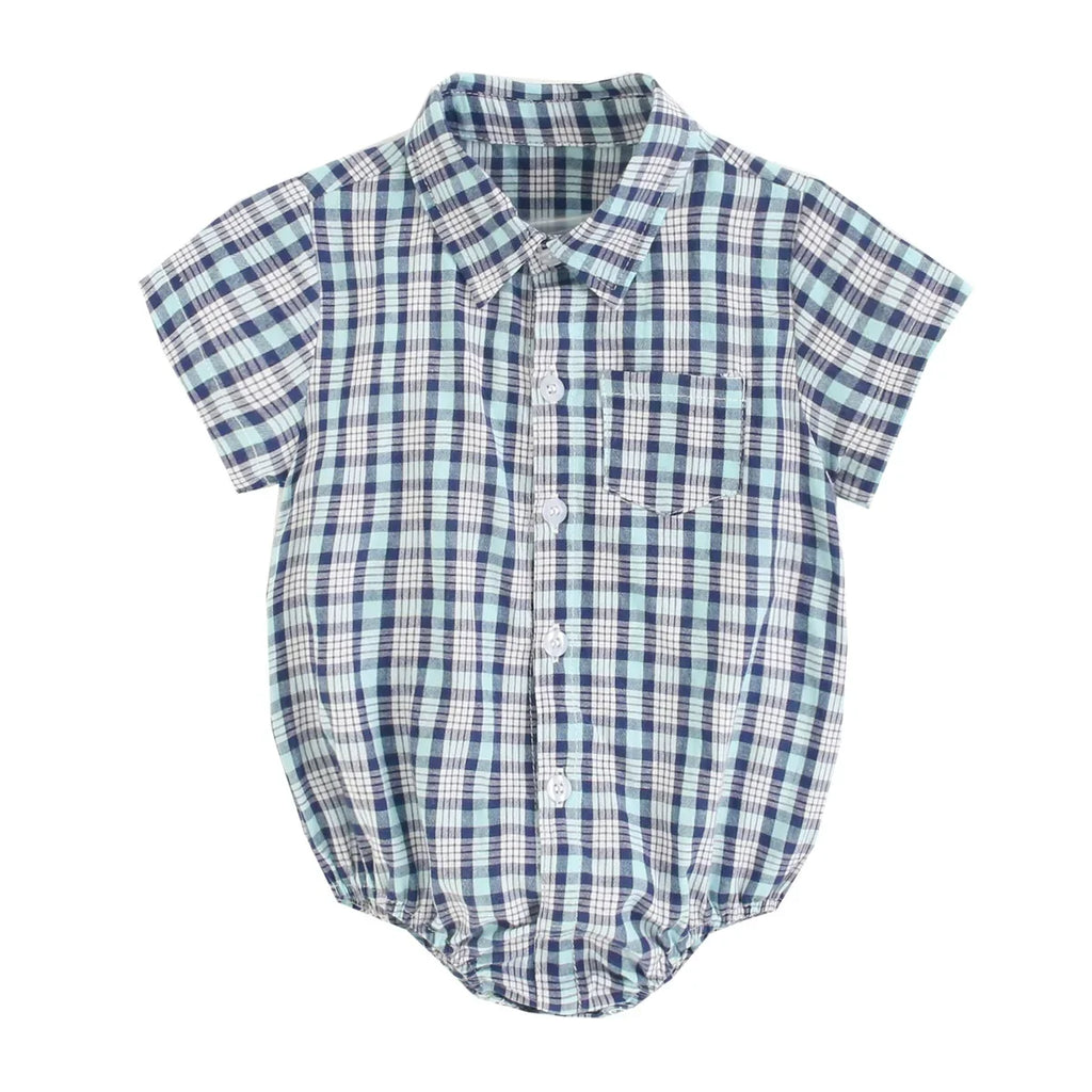 Sanlutoz Cotton Baby Boys Bodysuits Fashion Newborn Clothes for Baby Boy Short Sleeve Summer Baby Clothing Plaid