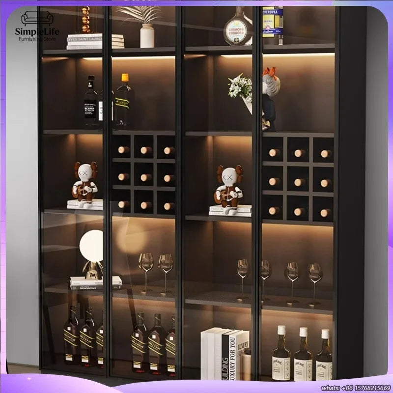 Mini Wine Cabinet Coffee Bar Cabinet for Living Room Home Decor Liquor Display Storage Furniture Wooden Beverage Cooler with