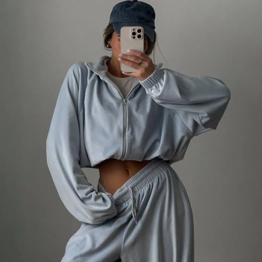 Casual Pants Suit Spring Autumn Cardigan Sweatshirts Sports Women