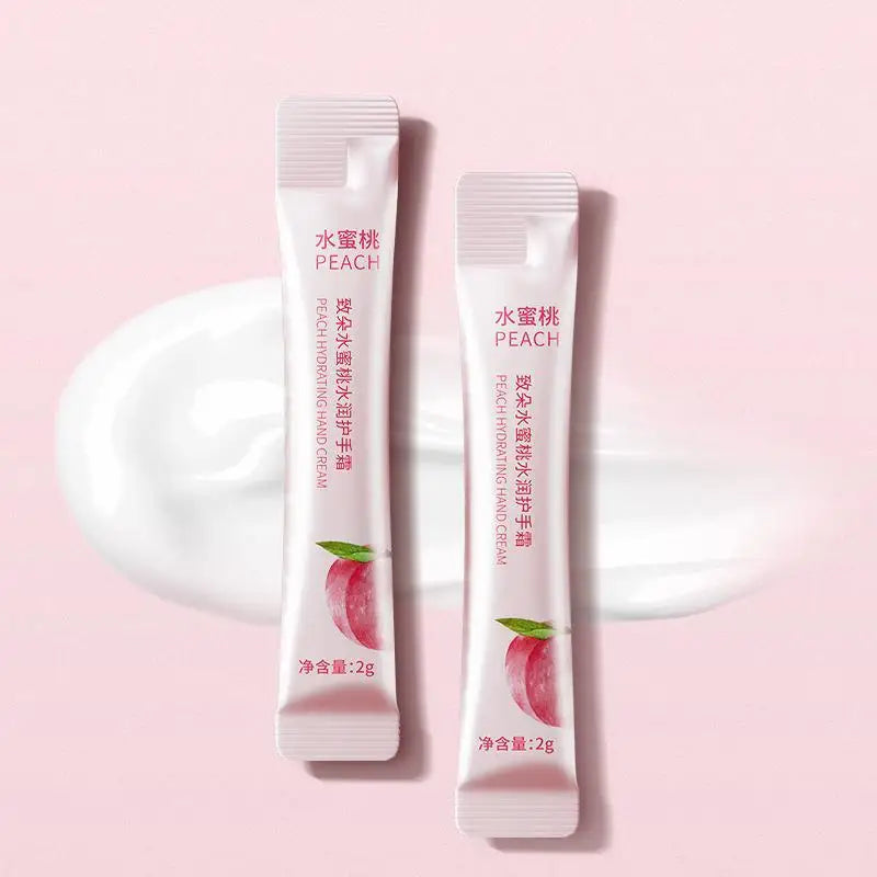 A Box of 20 Peach Moisturizing and Hydrating Hand Creams, Portable Moisturizing Sticks, Suitable as Hand Cream, Face Cream, and Body Lotion, Ideal as Souvenirs and Gifts.