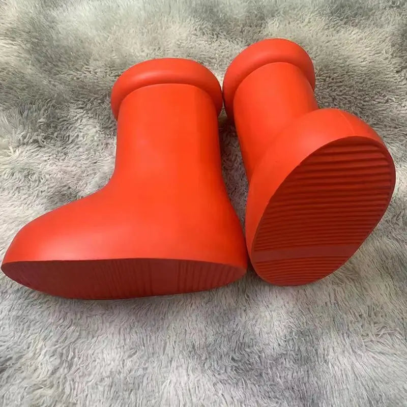 Astro Boy Style Japanese Simple Mid-Calf Rain Boots for Men, Fashionable Waterproof Outdoor Boots, Lightweight and Durable Rubber Shoes